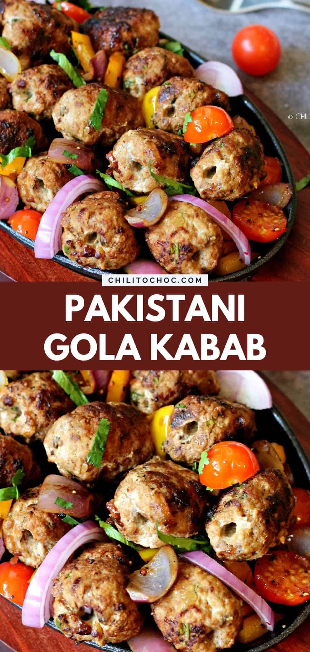 Pinterest collage for Pakistani gola kabab.