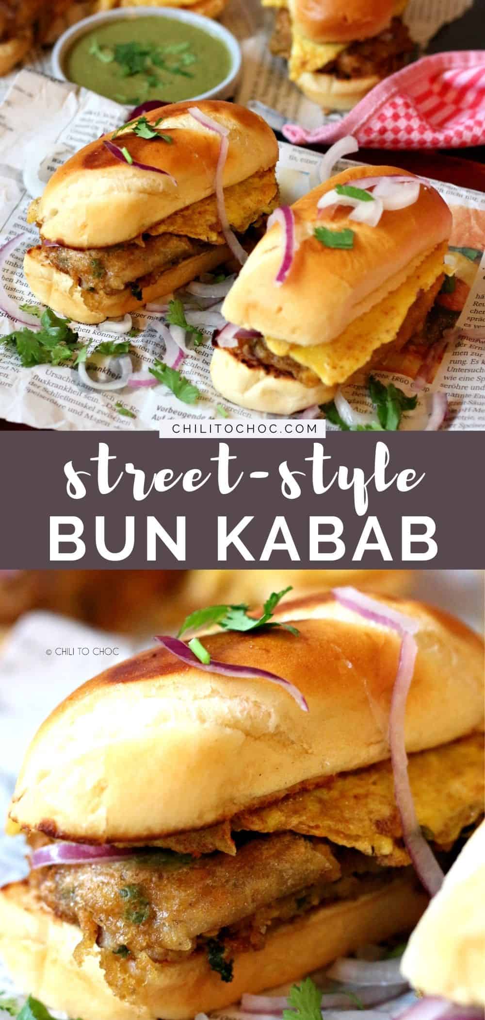 Pinterest graphic for bun kabab.