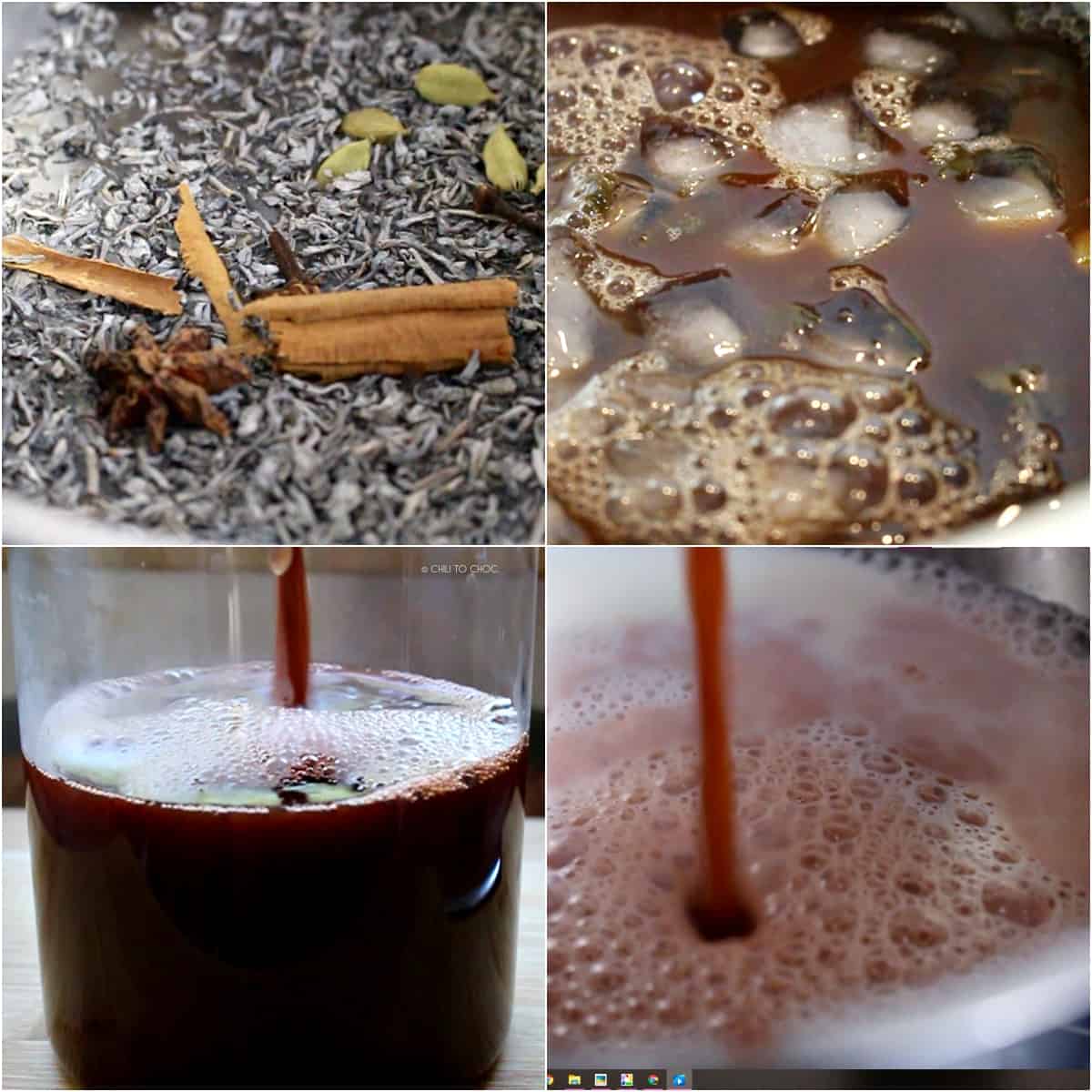 Step by step photos of the making of Kashmiri Chai