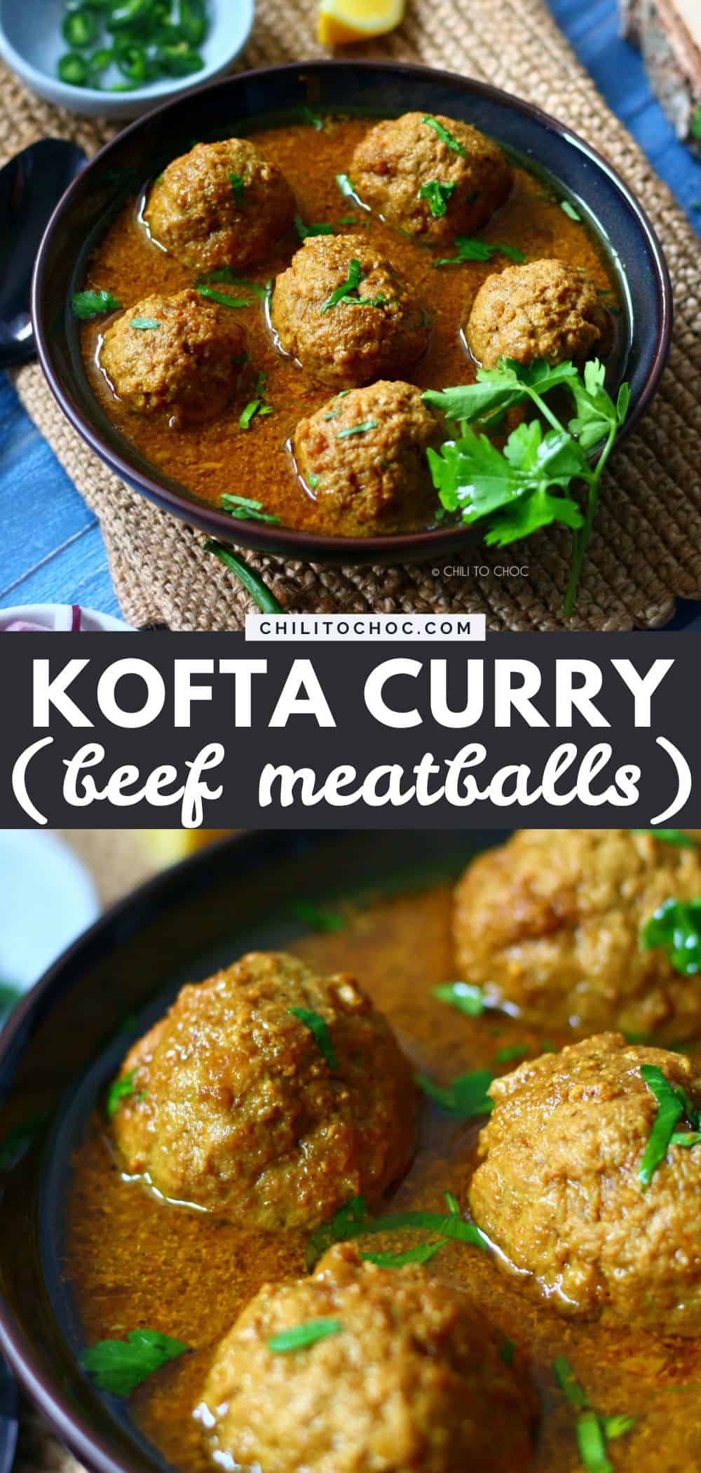 Pinterest collage for Kofta curry.