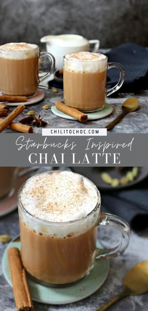 Pinterest graphic for Starbucks Chai Tea Latte.