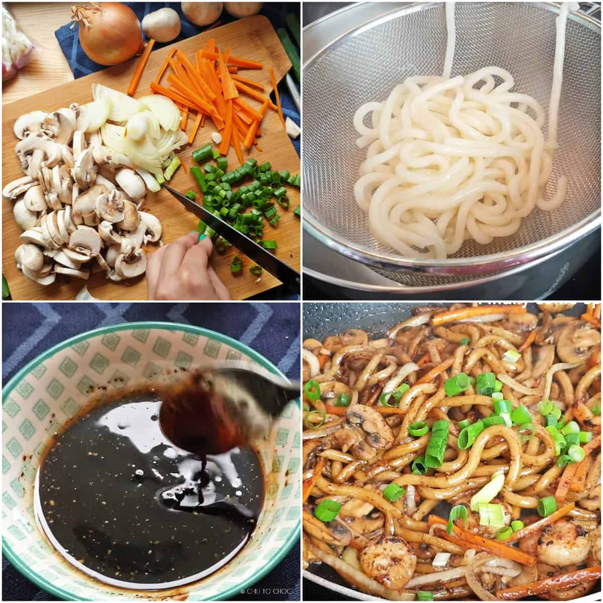 Step by step pictures of how to make Yaki Udon