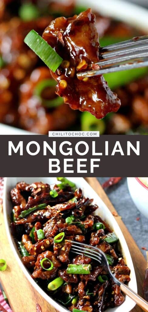 pinterest graphic for Mongolian Beef