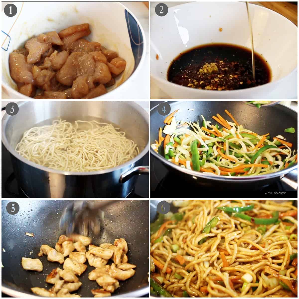 Step by step instructions on how to make chicken chow mein