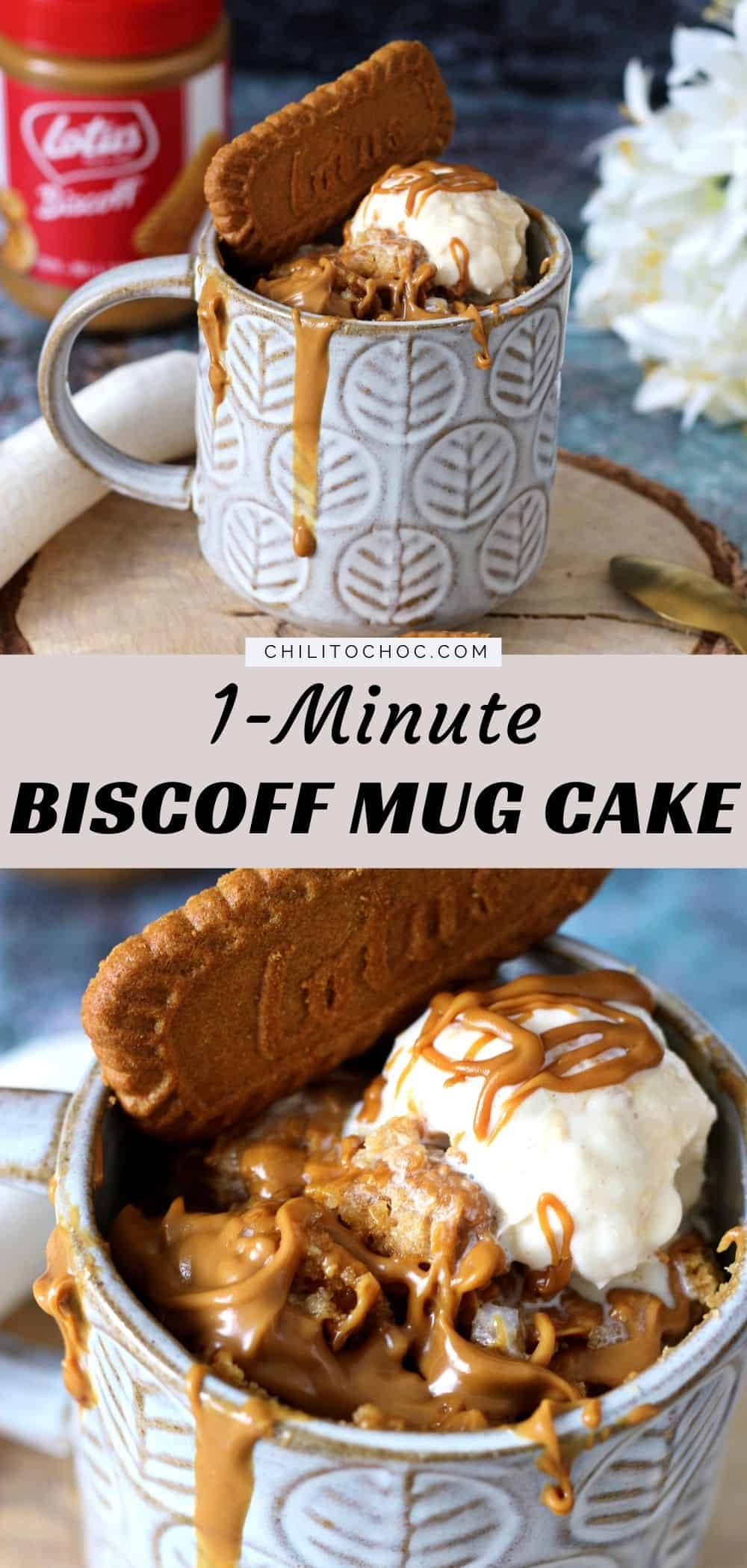 Pinterest collage for Biscoff Mug Cake.