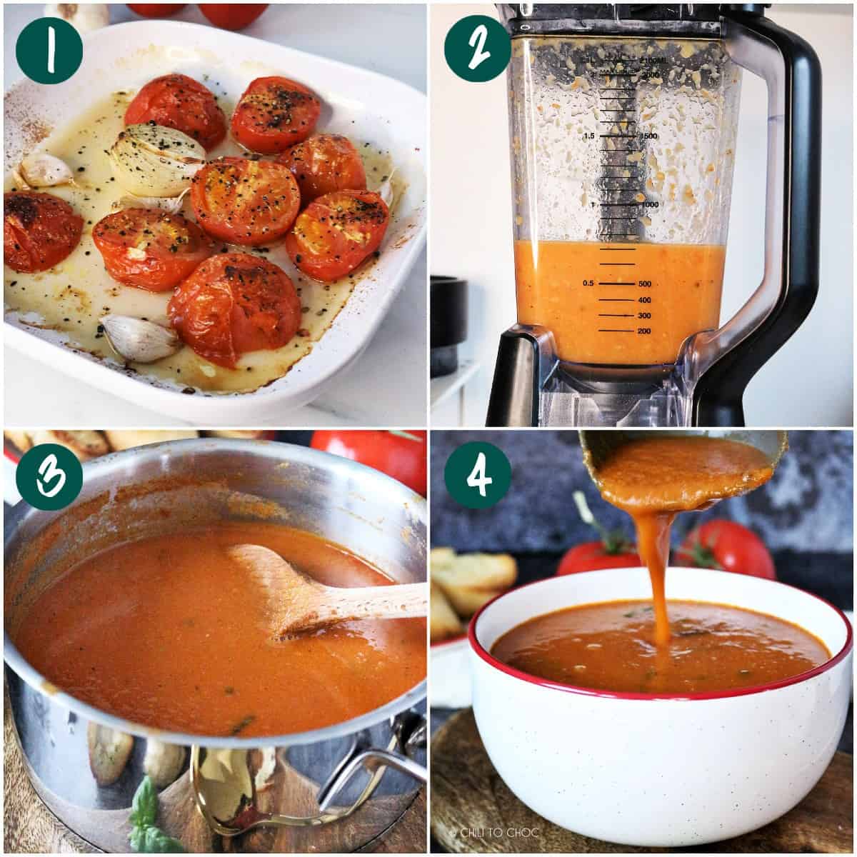 Step by step pictures of making Roasted Tomato Basil Soup