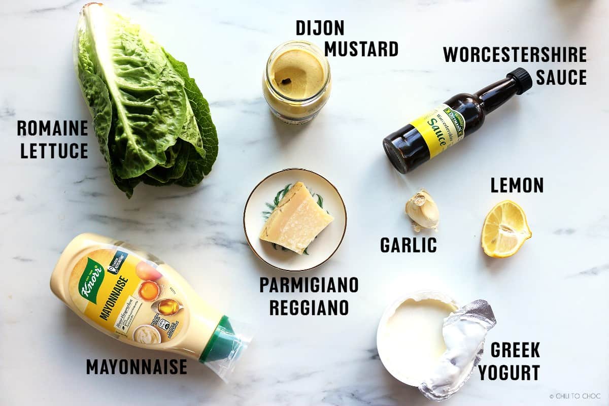 Ingredients for making Caesar Dressing.