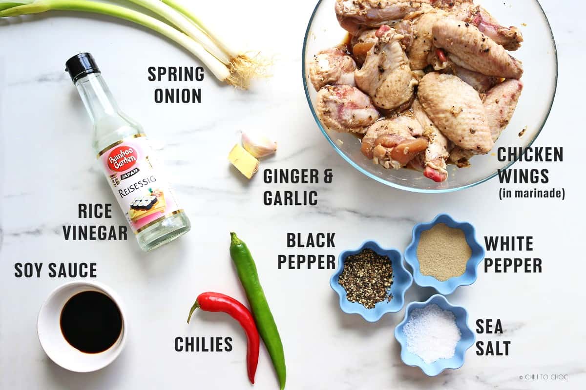 Ingredients for Chinese Salt and Pepper Chicken Wings