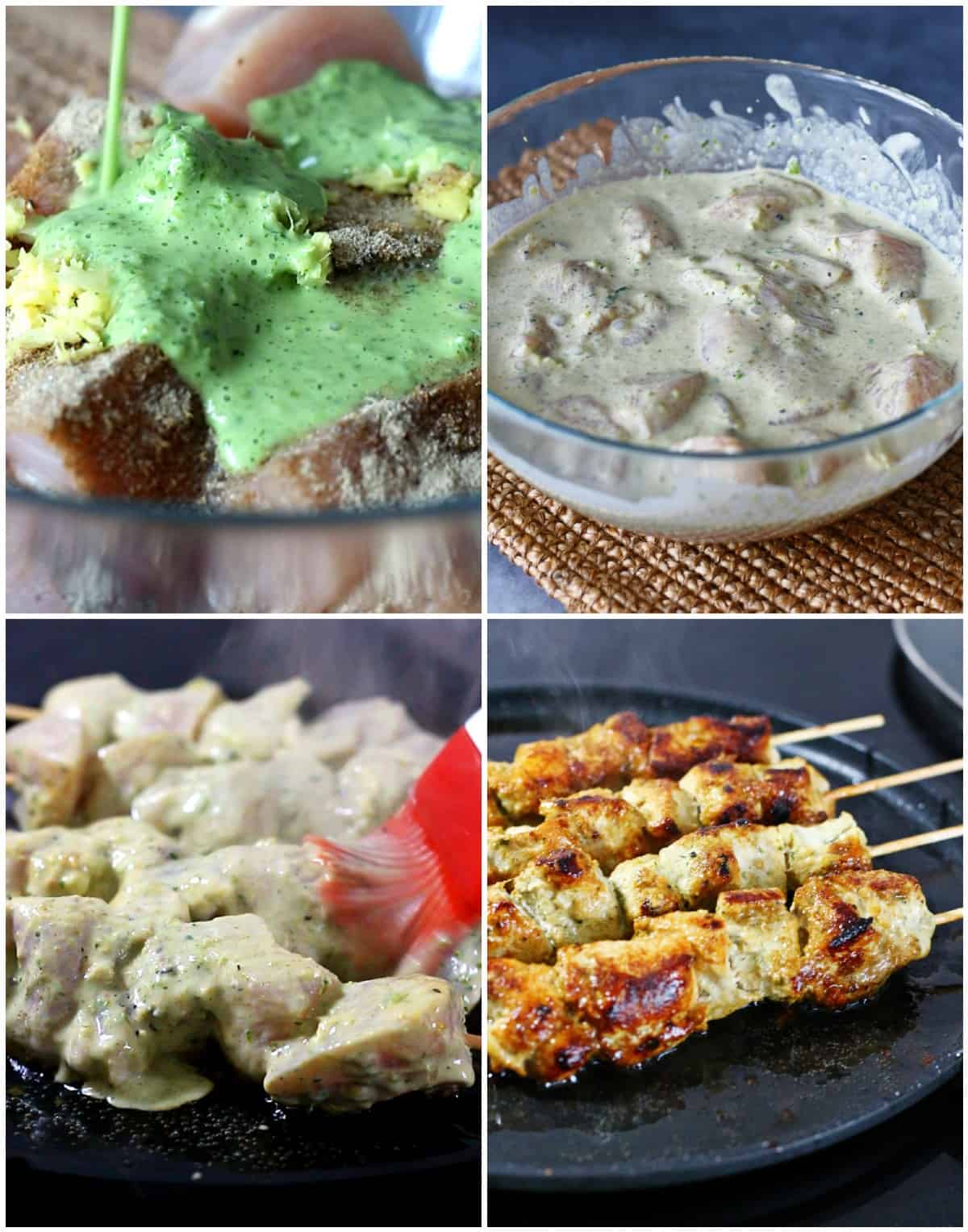 Step by step instructions for making chicken malai boti.