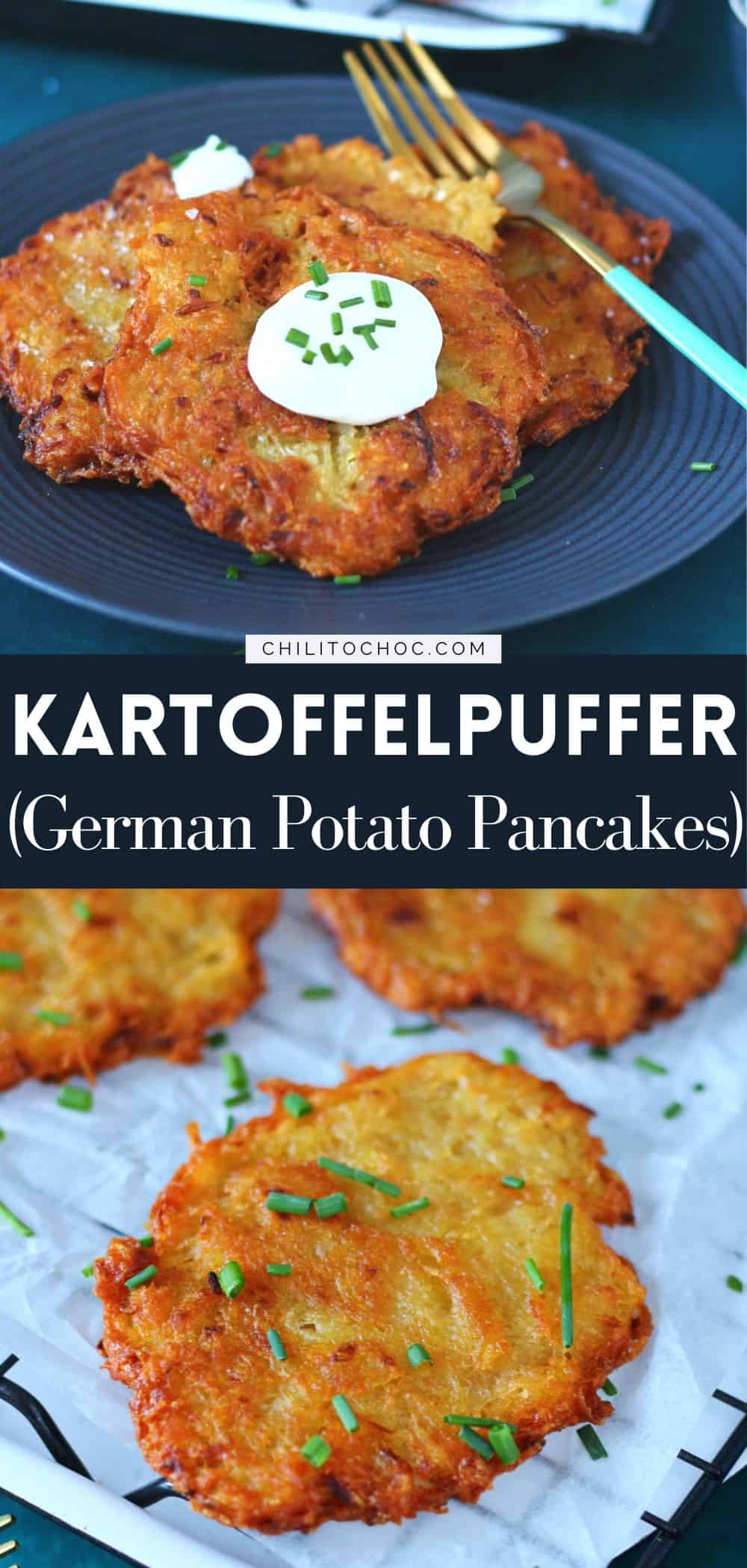 Pinterest Graphic for German Potato Pancakes.