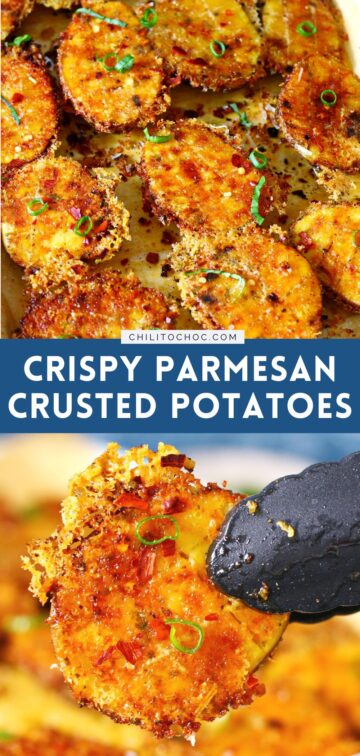 Pinterest graphic for Parmesan Crusted Potatoes.