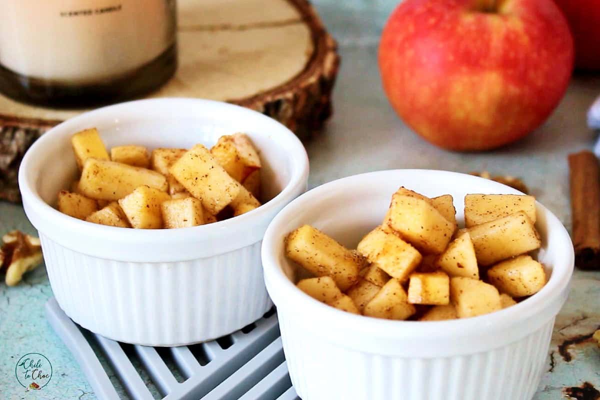 Apple filling in two ramekins.