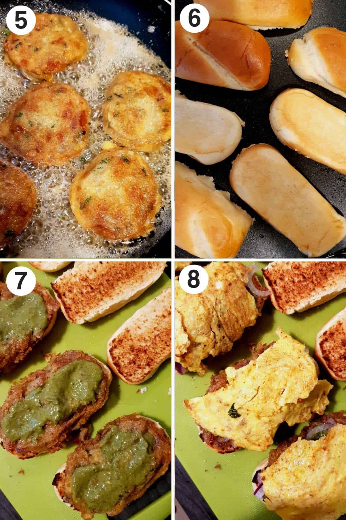 How to make bun kabab step 5 to 8.