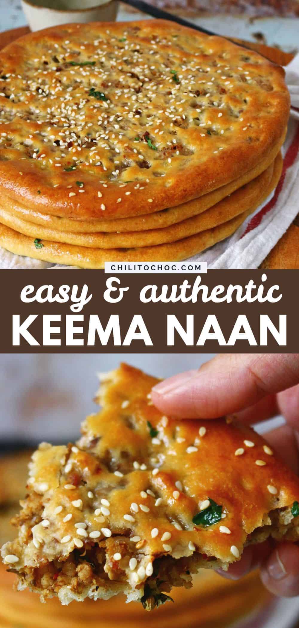 Pinterest collage for Keema Naan.