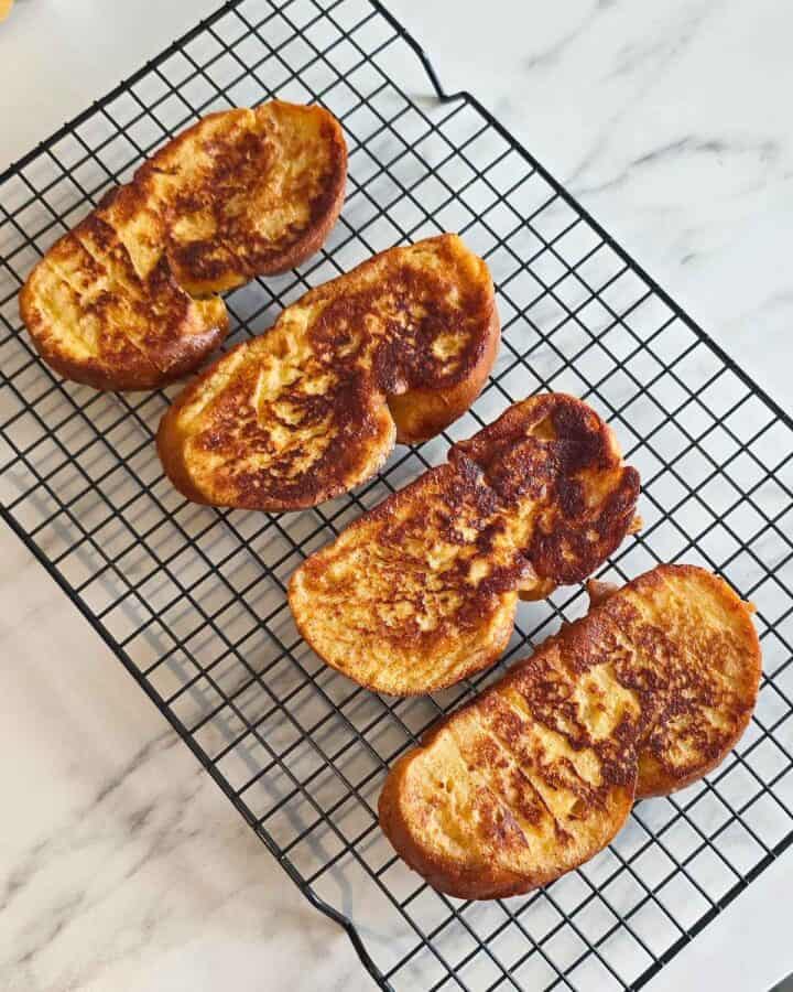 French toasted on a wire rack.
