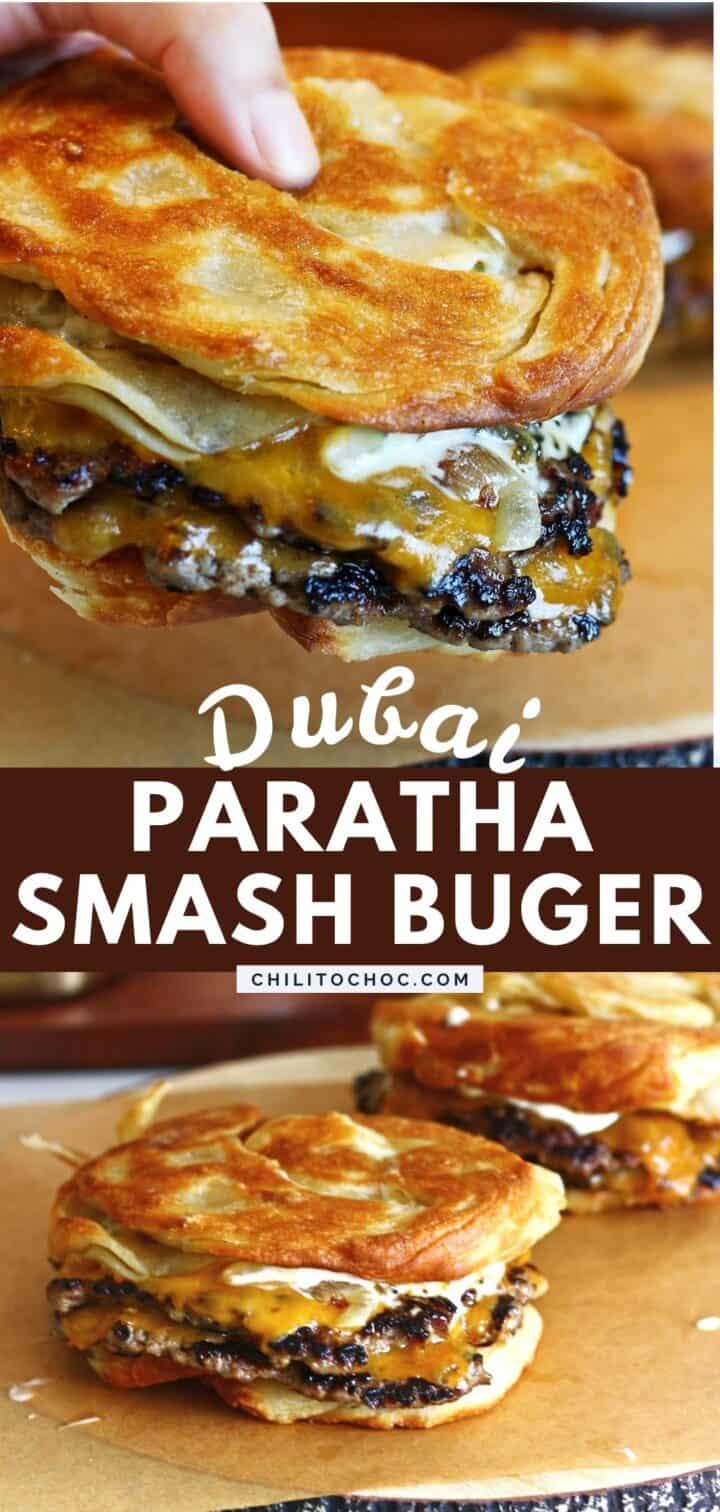 Pinterest collage for Dubai Paratha Smash Burger.
